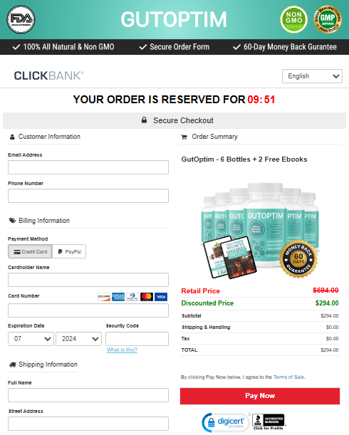 GutOptim Order Page